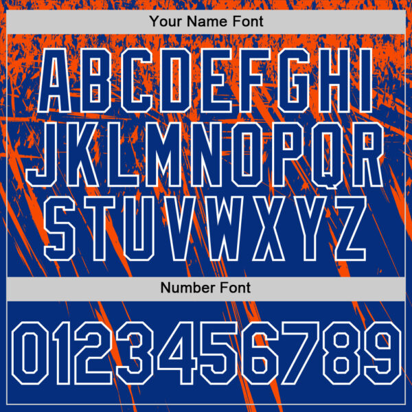 Custom Royal Orange-White Distressed Scratch Brush Stroke Authentic Baseball Jersey