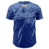 Custom Royal Light Blue-White Distressed Scratch Brush Stroke Authentic Baseball Jersey