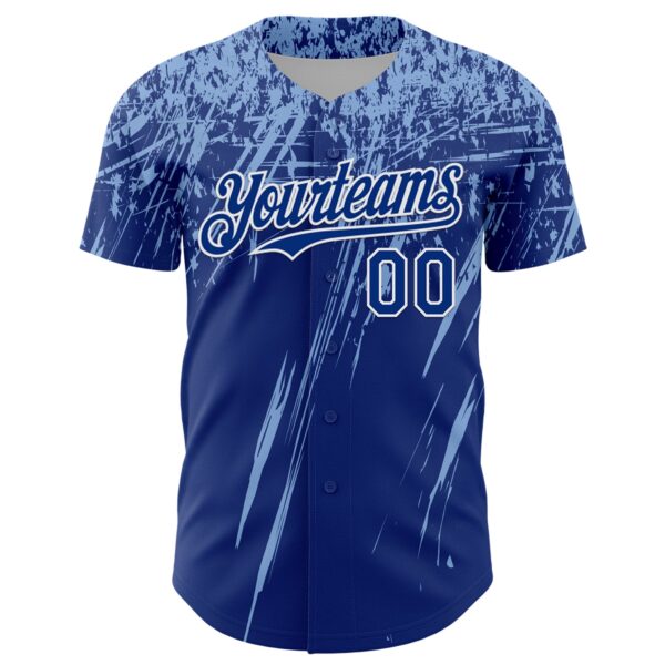 Custom Royal Light Blue-White Distressed Scratch Brush Stroke Authentic Baseball Jersey