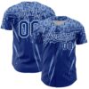 Custom Royal Light Blue-White Distressed Scratch Brush Stroke Authentic Baseball Jersey