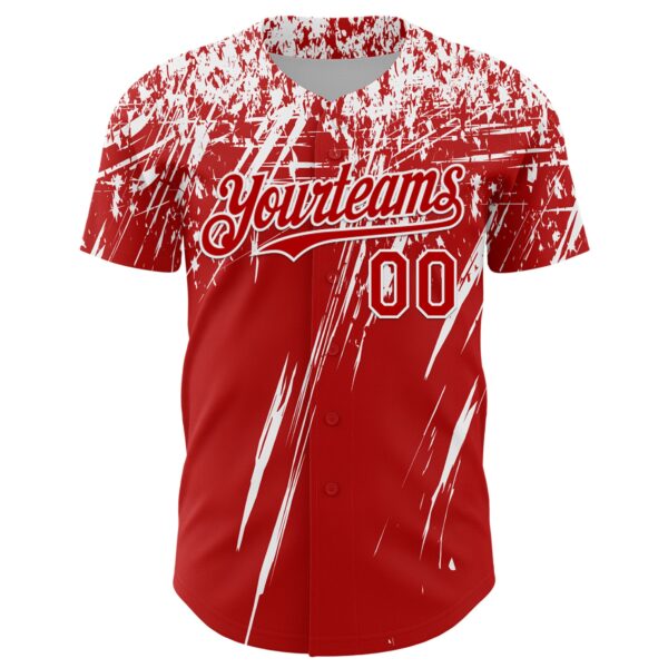 Custom Red White Distressed Scratch Brush Stroke Authentic Baseball Jersey