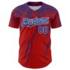 Custom Red Royal-White Distressed Scratch Brush Stroke Authentic Baseball Jersey