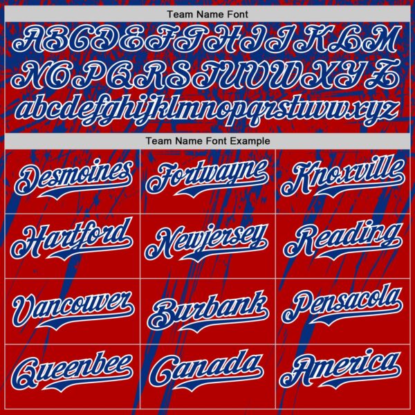 Custom Red Royal-White Distressed Scratch Brush Stroke Authentic Baseball Jersey