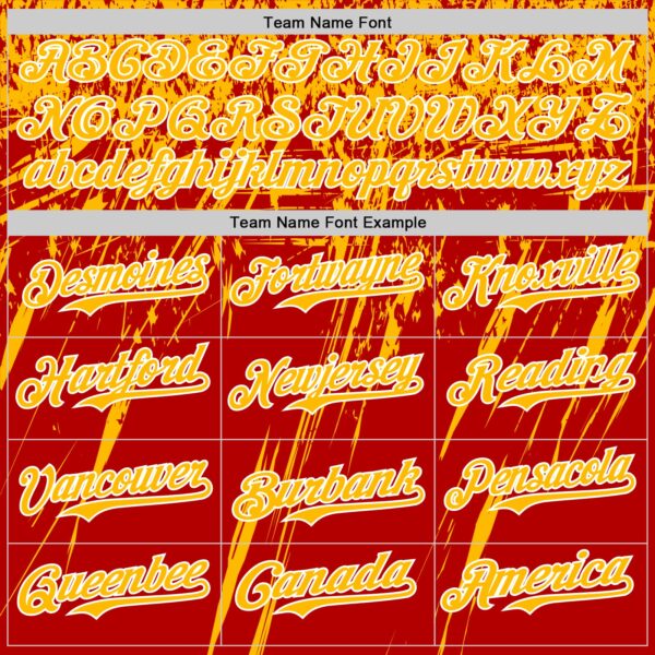 Custom Red Gold-White Distressed Scratch Brush Stroke Authentic Baseball Jersey