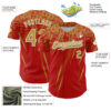 Custom Red Old Gold-White Distressed Scratch Brush Stroke Authentic Baseball Jersey