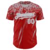 Custom Red Gray-White Distressed Scratch Brush Stroke Authentic Baseball Jersey