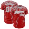 Custom Red Gray-White Distressed Scratch Brush Stroke Authentic Baseball Jersey