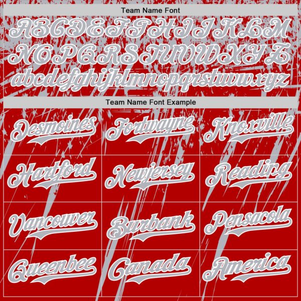 Custom Red Gray-White Distressed Scratch Brush Stroke Authentic Baseball Jersey