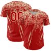 Custom Red Cream Distressed Scratch Brush Stroke Authentic Baseball Jersey