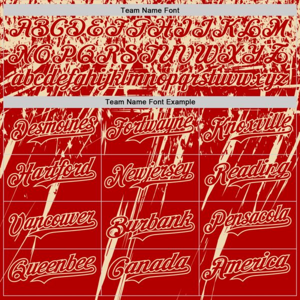 Custom Red Cream Distressed Scratch Brush Stroke Authentic Baseball Jersey