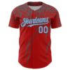 Custom Red Light Blue-Steel Gray Distressed Scratch Brush Stroke Authentic Baseball Jersey