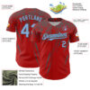 Custom Red Light Blue-Steel Gray Distressed Scratch Brush Stroke Authentic Baseball Jersey