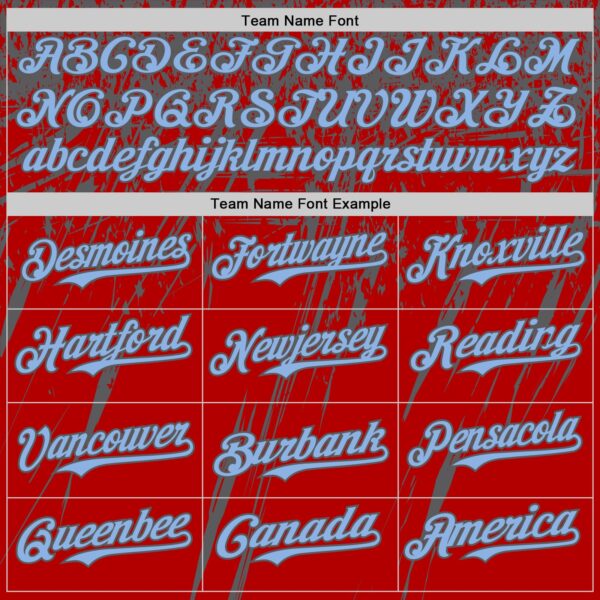 Custom Red Light Blue-Steel Gray Distressed Scratch Brush Stroke Authentic Baseball Jersey