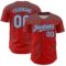 Custom Red Light Blue-Steel Gray Distressed Scratch Brush Stroke Authentic Baseball Jersey