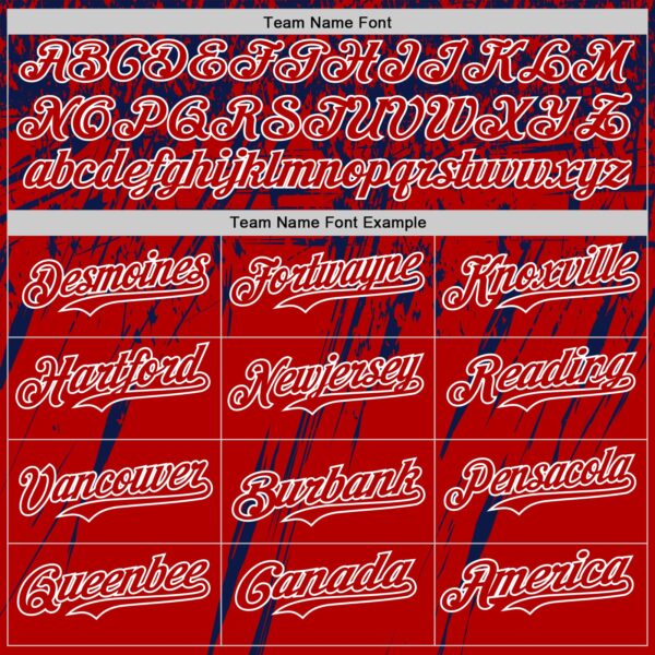Custom Red Navy-White Distressed Scratch Brush Stroke Authentic Baseball Jersey