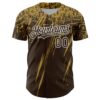 Custom Brown Old Gold-White Distressed Scratch Brush Stroke Authentic Baseball Jersey