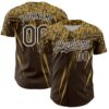 Custom Brown Old Gold-White Distressed Scratch Brush Stroke Authentic Baseball Jersey