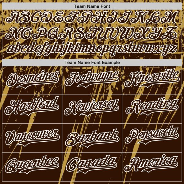 Custom Brown Old Gold-White Distressed Scratch Brush Stroke Authentic Baseball Jersey