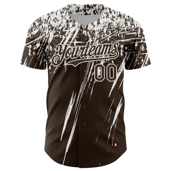 Custom Brown White Distressed Scratch Brush Stroke Authentic Baseball Jersey