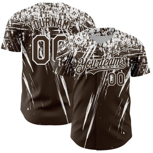 Custom Brown White Distressed Scratch Brush Stroke Authentic Baseball Jersey