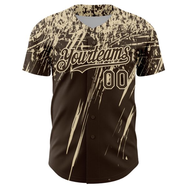 Custom Brown Cream Distressed Scratch Brush Stroke Authentic Baseball Jersey