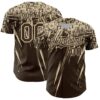Custom Brown Cream Distressed Scratch Brush Stroke Authentic Baseball Jersey