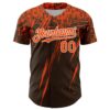 Custom Brown Orange-White Distressed Scratch Brush Stroke Authentic Baseball Jersey