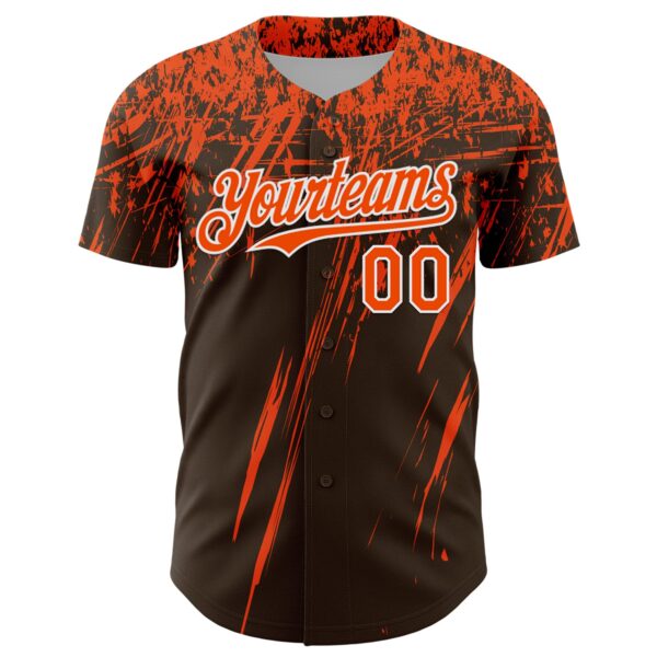 Custom Brown Orange-White Distressed Scratch Brush Stroke Authentic Baseball Jersey