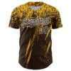 Custom Brown Gold-White Distressed Scratch Brush Stroke Authentic Baseball Jersey