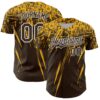 Custom Brown Gold-White Distressed Scratch Brush Stroke Authentic Baseball Jersey