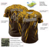 Custom Brown Gold-White Distressed Scratch Brush Stroke Authentic Baseball Jersey