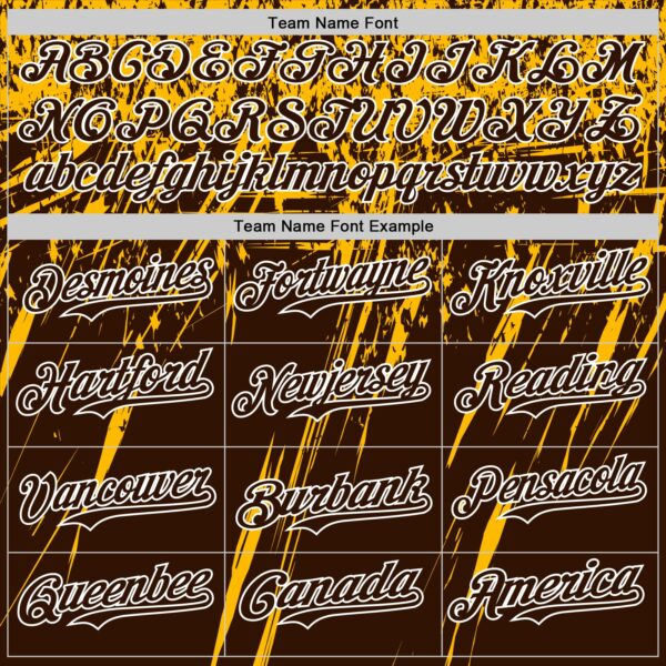Custom Brown Gold-White Distressed Scratch Brush Stroke Authentic Baseball Jersey