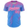 Custom Electric Blue Pink-White Distressed Scratch Brush Stroke Authentic Baseball Jersey