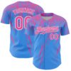 Custom Electric Blue Pink-White Distressed Scratch Brush Stroke Authentic Baseball Jersey