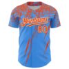 Custom Electric Blue Orange-White Distressed Scratch Brush Stroke Authentic Baseball Jersey