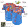 Custom Electric Blue Orange-White Distressed Scratch Brush Stroke Authentic Baseball Jersey