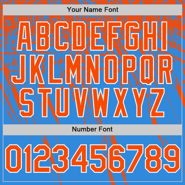 Custom Electric Blue Orange-White Distressed Scratch Brush Stroke Authentic Baseball Jersey