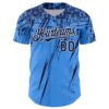 Custom Electric Blue Navy-White Distressed Scratch Brush Stroke Authentic Baseball Jersey