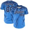Custom Electric Blue Navy-White Distressed Scratch Brush Stroke Authentic Baseball Jersey