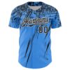 Custom Electric Blue Black-White Distressed Scratch Brush Stroke Authentic Baseball Jersey
