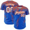 Custom Thunder Blue White-Orange Distressed Scratch Brush Stroke Authentic Baseball Jersey