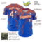 Custom Thunder Blue White-Orange Distressed Scratch Brush Stroke Authentic Baseball Jersey