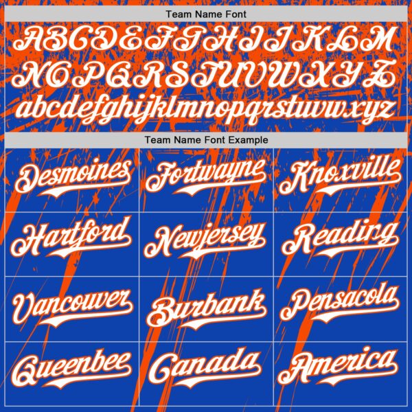 Custom Thunder Blue White-Orange Distressed Scratch Brush Stroke Authentic Baseball Jersey