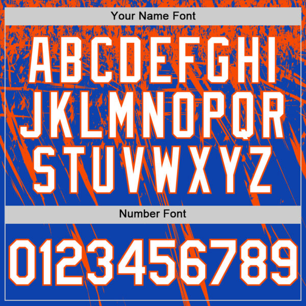 Custom Thunder Blue White-Orange Distressed Scratch Brush Stroke Authentic Baseball Jersey