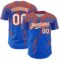 Custom Thunder Blue White-Orange Distressed Scratch Brush Stroke Authentic Baseball Jersey