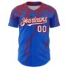 Custom Thunder Blue White-Red Distressed Scratch Brush Stroke Authentic Baseball Jersey