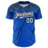 Custom Thunder Blue White-Black Distressed Scratch Brush Stroke Authentic Baseball Jersey