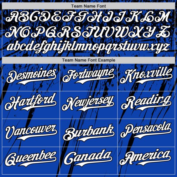 Custom Thunder Blue White-Black Distressed Scratch Brush Stroke Authentic Baseball Jersey