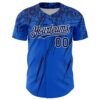 Custom Thunder Blue Navy-White Distressed Scratch Brush Stroke Authentic Baseball Jersey