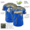 Custom Thunder Blue White-Old Gold Distressed Scratch Brush Stroke Authentic Baseball Jersey